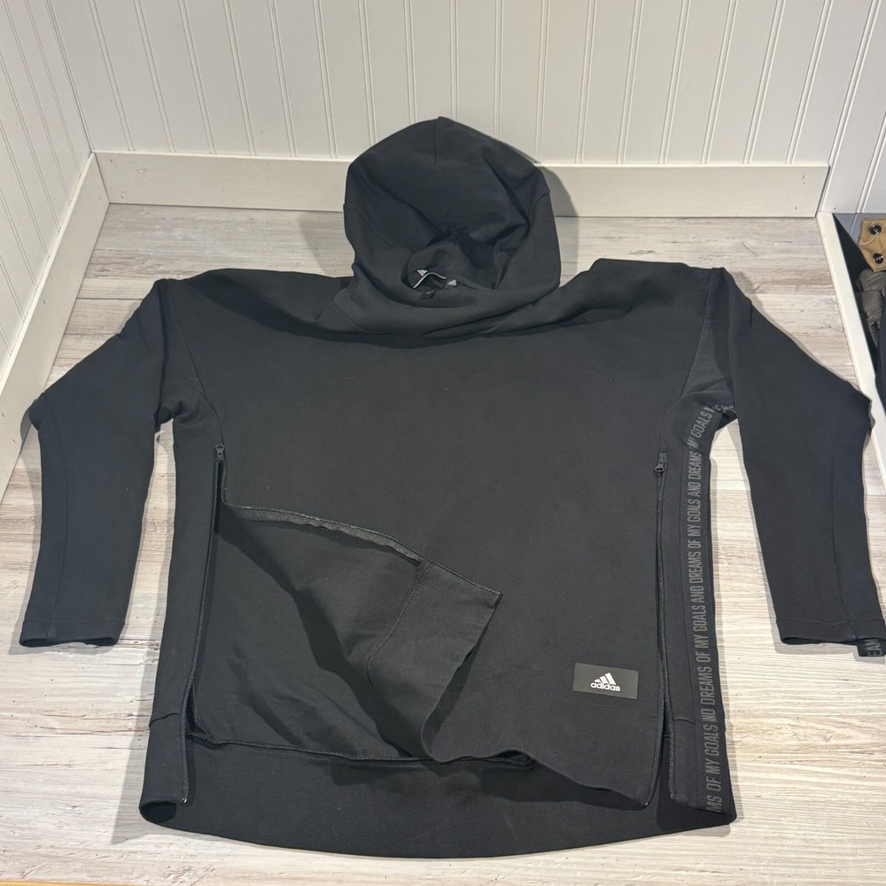 Adidas Pullover Hoodie Side Zippers Women's S 8-10 "Of My Goal And Dreams" Run